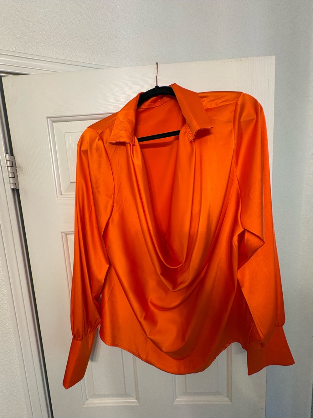 NWOT -Women's Satin Drape Front Blouse - Orange XL no brand